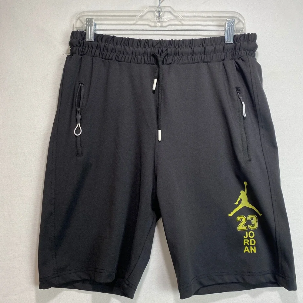 Jordan 23 Jumpman Graphic Basketball Shorts Mens XL Black  Green Zipper Pocket